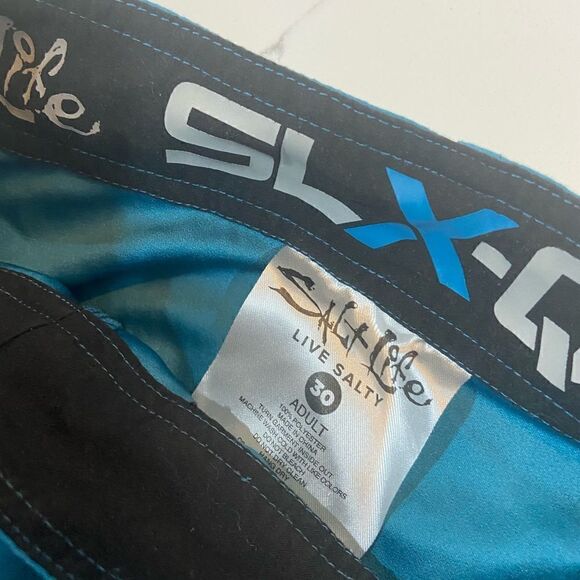 Salt Life Mens SLX/OD Board-shorts Size 30 Surf Skull Print Blue - Picture 5 of 9